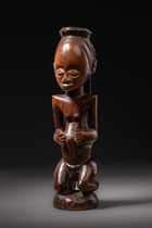 Kneeling female power figure, D. R. Congo, Tabwa, Size: H: 24 cm (H: 9.4 inch), ID: 3053339 - 2/6