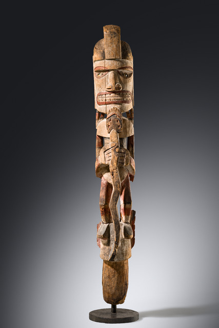 Figure "malagan" avec serpent, Papouasie-Nouvelle-Guinée - Archipel Bismarck - Nouvelle Irlande - Îles Tabar, Taille: H: 104 cm (H: 40.9 inch), ID: 3053601