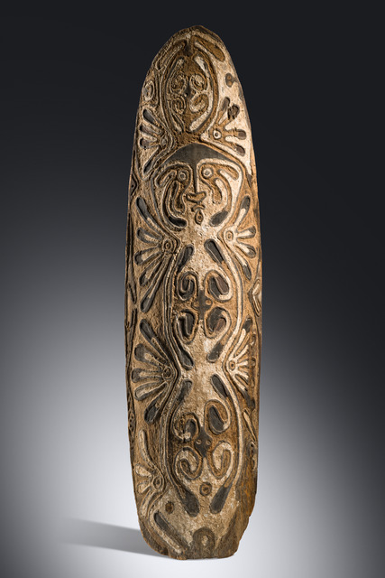 Panneau d’esprit "gope", Papouasie-Nouvelle-Guinée - Golfe, cours supérieur de la rivière Era, village d’Aime, Taille: H: 171,5 cm (H: 67.5 inch), ID: 3053529