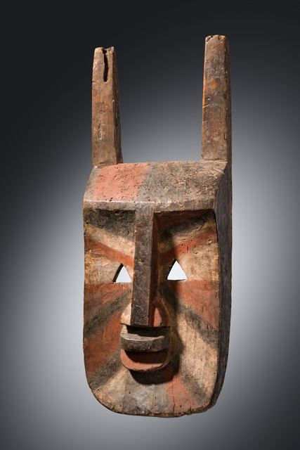 Seltene anthropozoomorphe Maske, D. R. Kongo, Sundi, Größe: H: 66 cm (H: 26.0 inch), ID: 3053481