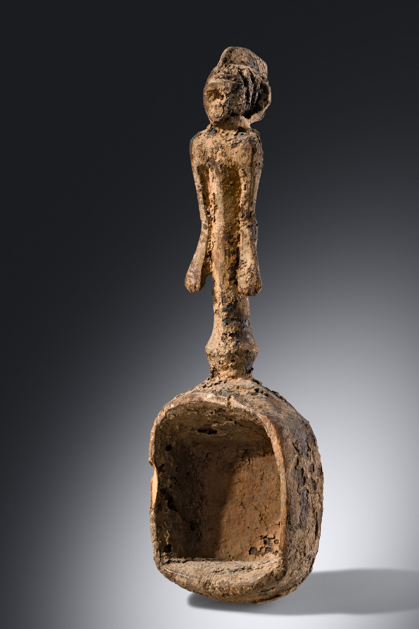 Rare anthropomorphic spoon, Cameroon, Kaka, Size: H: 31,5 cm (H: 12.4 inch), ID: 3053581