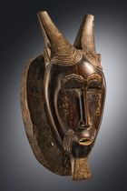Masque à cornes " kpan ", Côte d'Ivoire, Baoulé, Taille: H: 34,5 cm (H: 13.6 inch), ID: 3053545 - 2/6