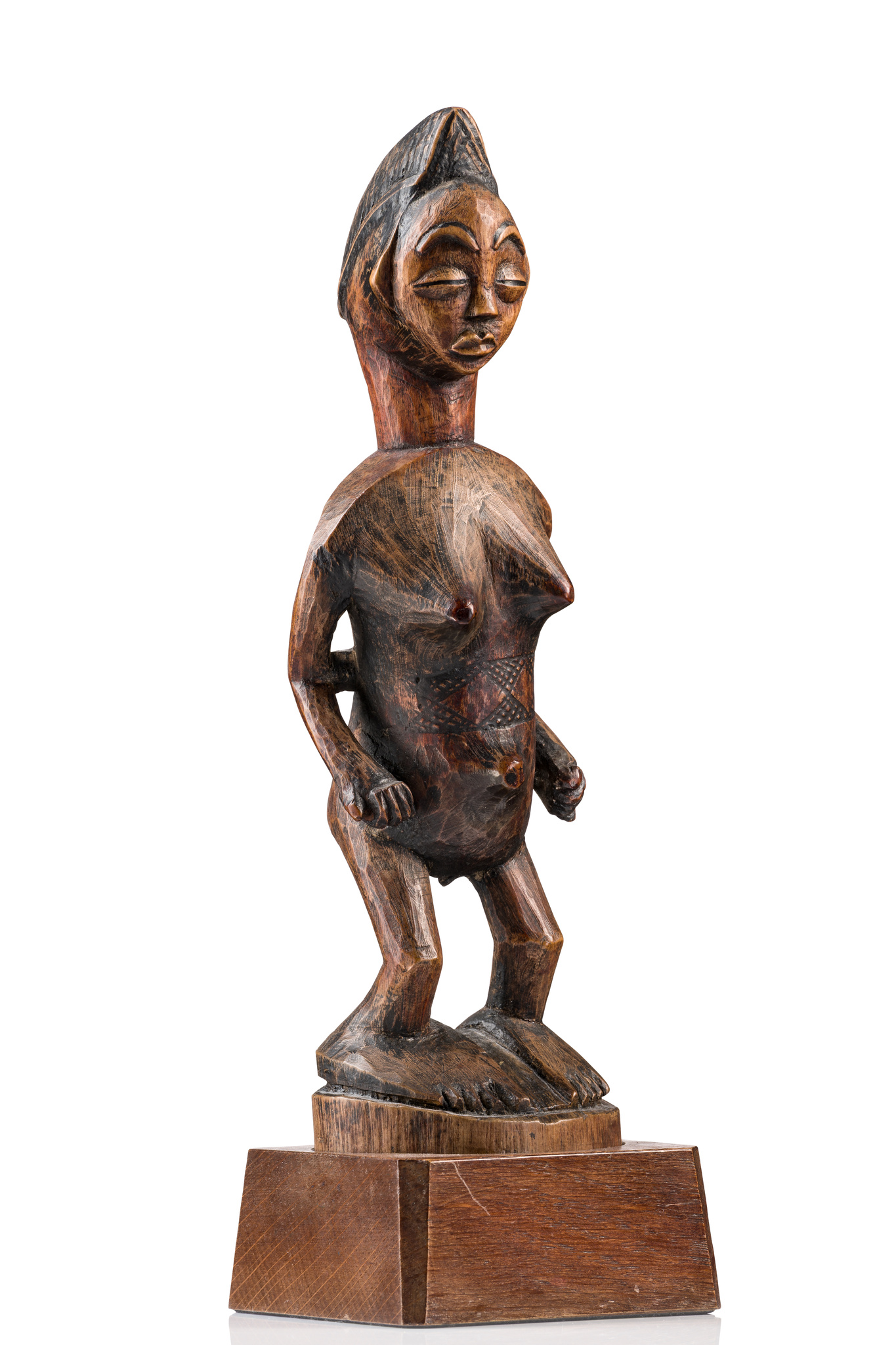 Stehende weibliche Figur, Gabun, Punu, Größe: H: 20,5 cm (H: 8.1 inch), ID: 3053464