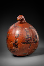 Calebasse à gravures raffinées, R. D. Congo, Bakongo, Taille: H: 27 cm (H: 10.6 inch), ID: 3053556 - 2/5
