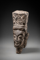 Fragment de tête du Bouddha Maitreya, 386–534 apr. J.-C., Chine, dynastie des Wei du Nord, Yungang, Taille: H: 14,5 cm (H: 5.7 inch), ID: 3053538 - 2/5