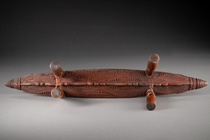 Neckrest with classical ancestral representations, Papua New Guinea - Sepik, Size: H: 14 cm L: 48 cm (H: 5.5 inch L: 18.9 inch), ID: 3053722 - 4/5