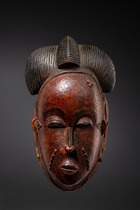 Anthropomorphe Gesichtsmaske "kpan", Côte d'Ivoire, Baule, Größe: H: 35 cm (H: 13.8 inch), ID: 3053625 - 5/5