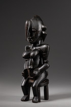 Sitzende weibliche Figur, Côte d'Ivoire, Senufo, Größe: H: 31,5 cm (H: 12.4 inch), ID: 3053650 - 2/6