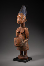 Female bowl bearer "olomeye", Nigeria, Yoruba, Size: H: 62,5 cm (H: 24.6 inch), ID: 3053714 - 3/6