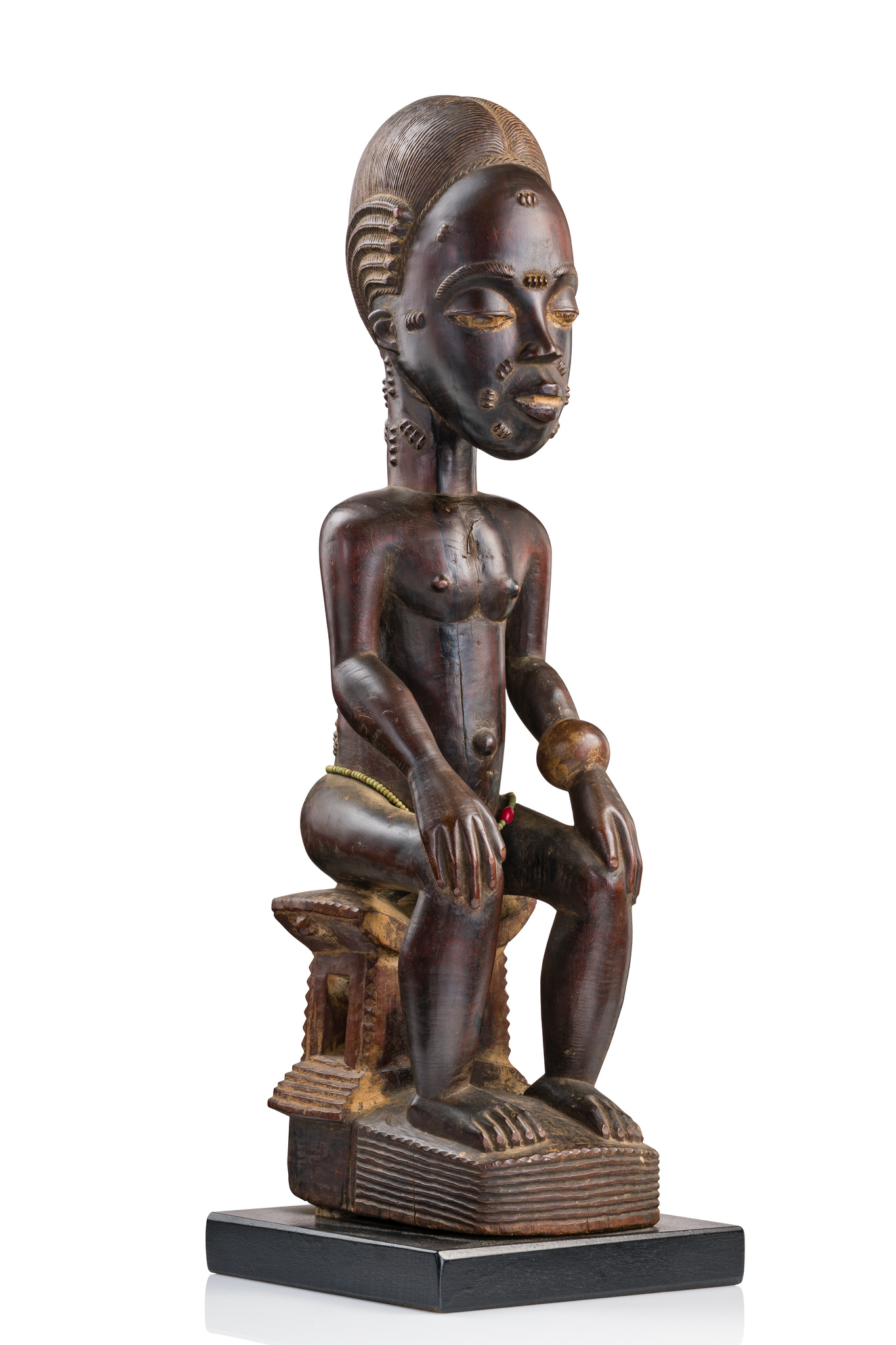 Figure masculine assise "asie usu", Côte d'Ivoire, Baoulé, Taille: H: 46,5 cm (H: 18.3 inch), ID: 3053648