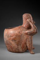 Figure masculine assise, période protoclassique, vers 100 av. J.-C. – 250 apr. J.-C., Mexique, Jalisco, Taille: H: 33 cm (H: 13.0 inch), ID: 3053711 - 2/5