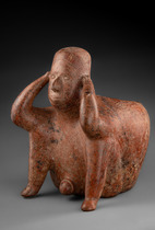 Figure masculine assise, période protoclassique, vers 100 av. J.-C. – 250 apr. J.-C., Mexique, Jalisco, Taille: H: 33 cm (H: 13.0 inch), ID: 3053711 - 4/5