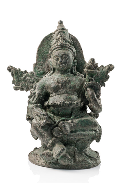 Figur des Gottes des Wohlstands, Jambhala (Kubera), Mitte/spätes 10. bis frühes 11. Jh., Indonesien - Java, Größe: H: 11 cm (H: 4.3 inch), ID: 3053719