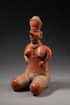 Seated female figure, Protoclassic, ca. 100 BC - 250 AD, Mexico, Jalisco, Size: H: 36 cm (H: 14.2 inch), ID: 3053666 - 3/6