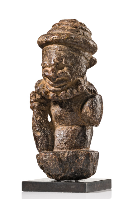 Männliche bärtige Figur "pomdo" oder "nomoli", Sierra Leone, Kissi, Größe: H: 13,6 cm (H: 5.4 inch), ID: 3053748